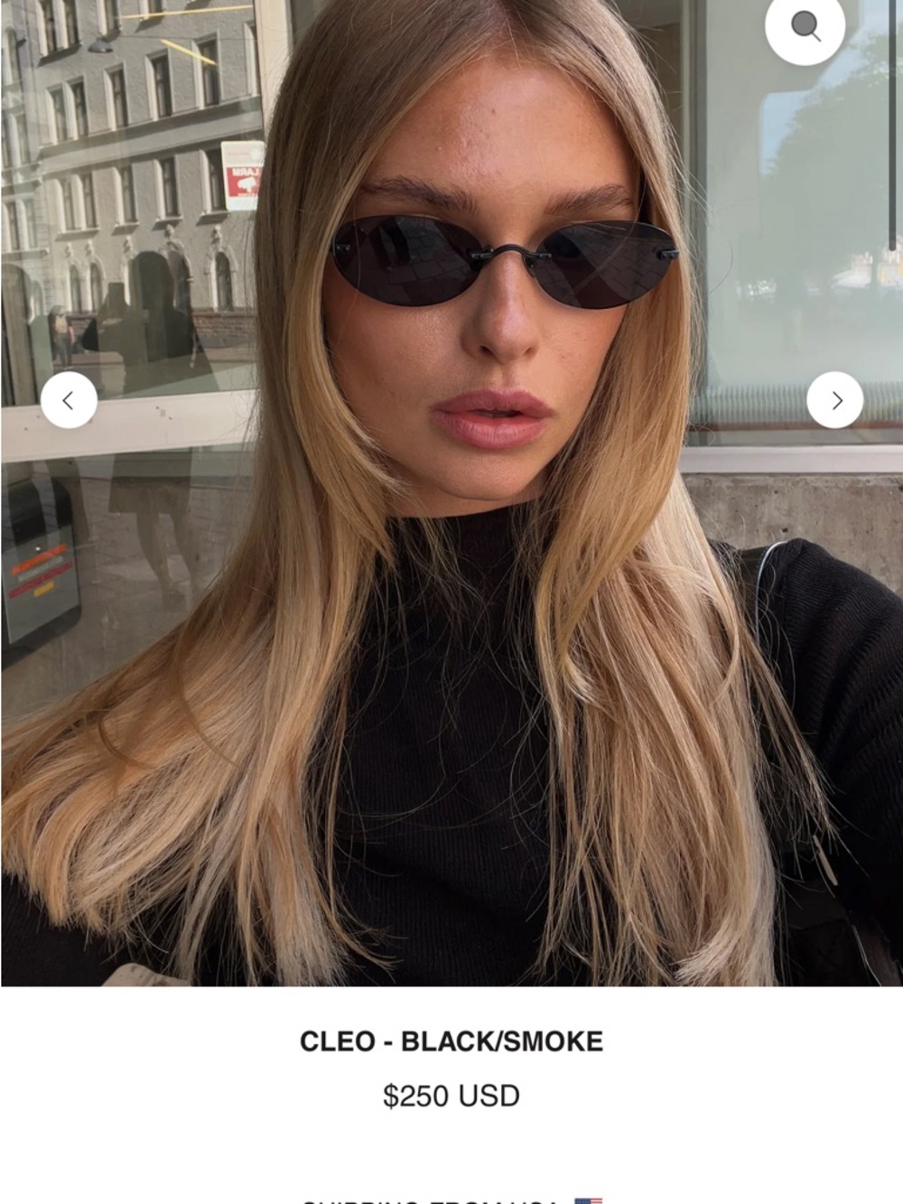 Vehla CLEO Black Smoke Slim Oval Sunglasses